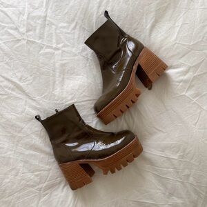 Jeffrey Campbell Olive Green Chunky Platform Boots